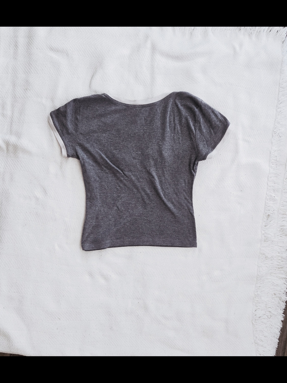 Gray Ringer Tee with Fishbone Graphic - Picture 2 of 3